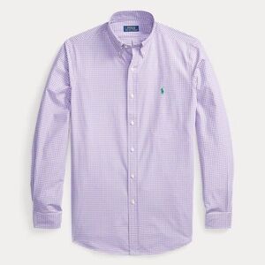 Classic Fit Gingham Stretch Poplin Shirt Mens Button Down Checked Large